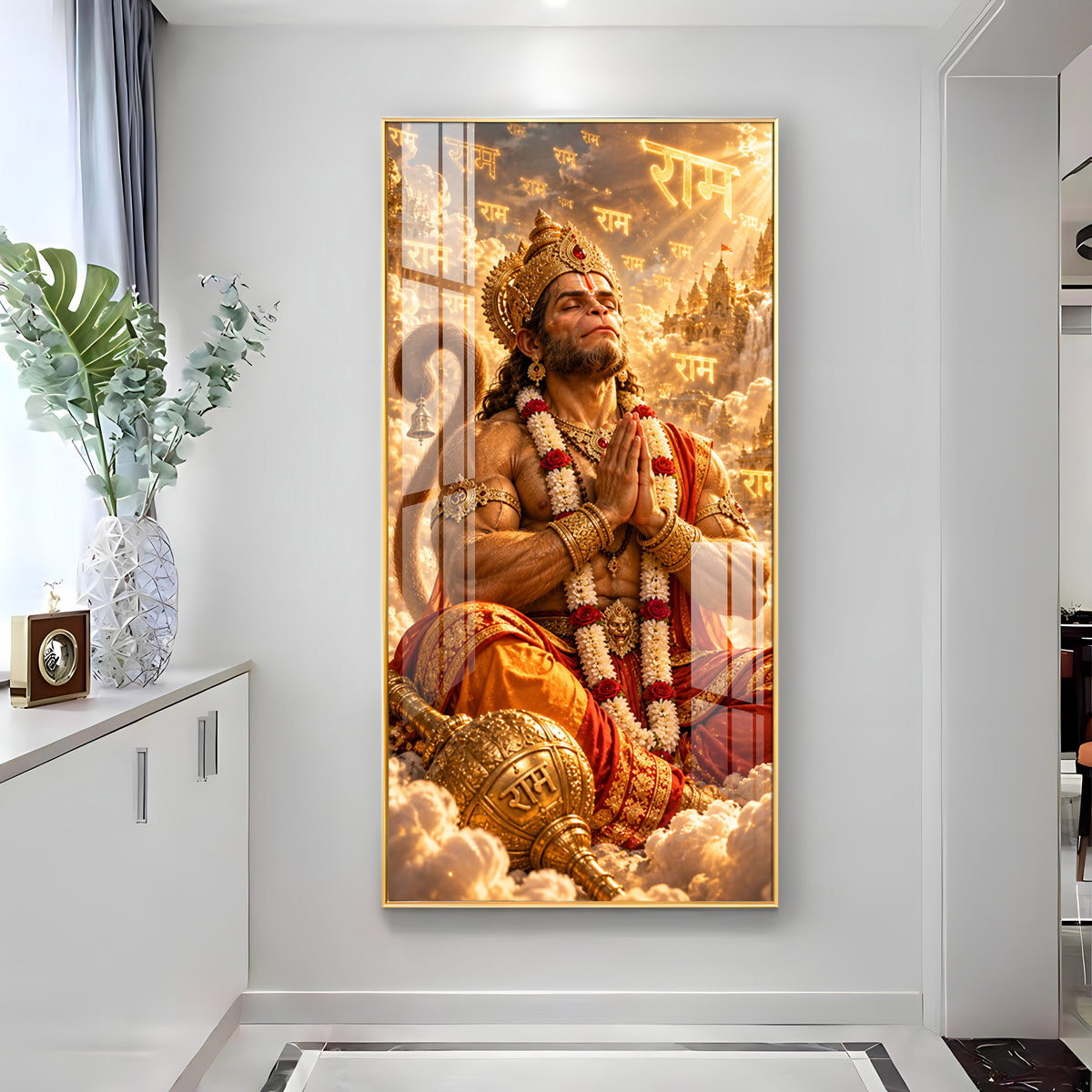 Lord Hanuman Meditation Premium Acrylic Vertical Wall Art
