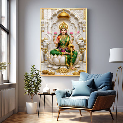 Gajalakshmi Premium Acrylic Vertical Wall Art