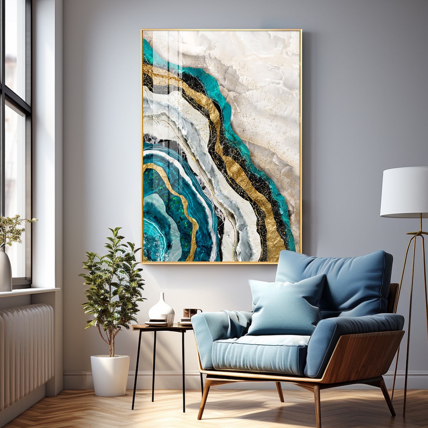 Timeless Striped Elegance Premium Acrylic Vertical Wall Art