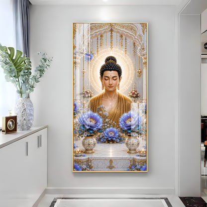 Golden Buddha Meditating Premium Acrylic Vertical Wall Art