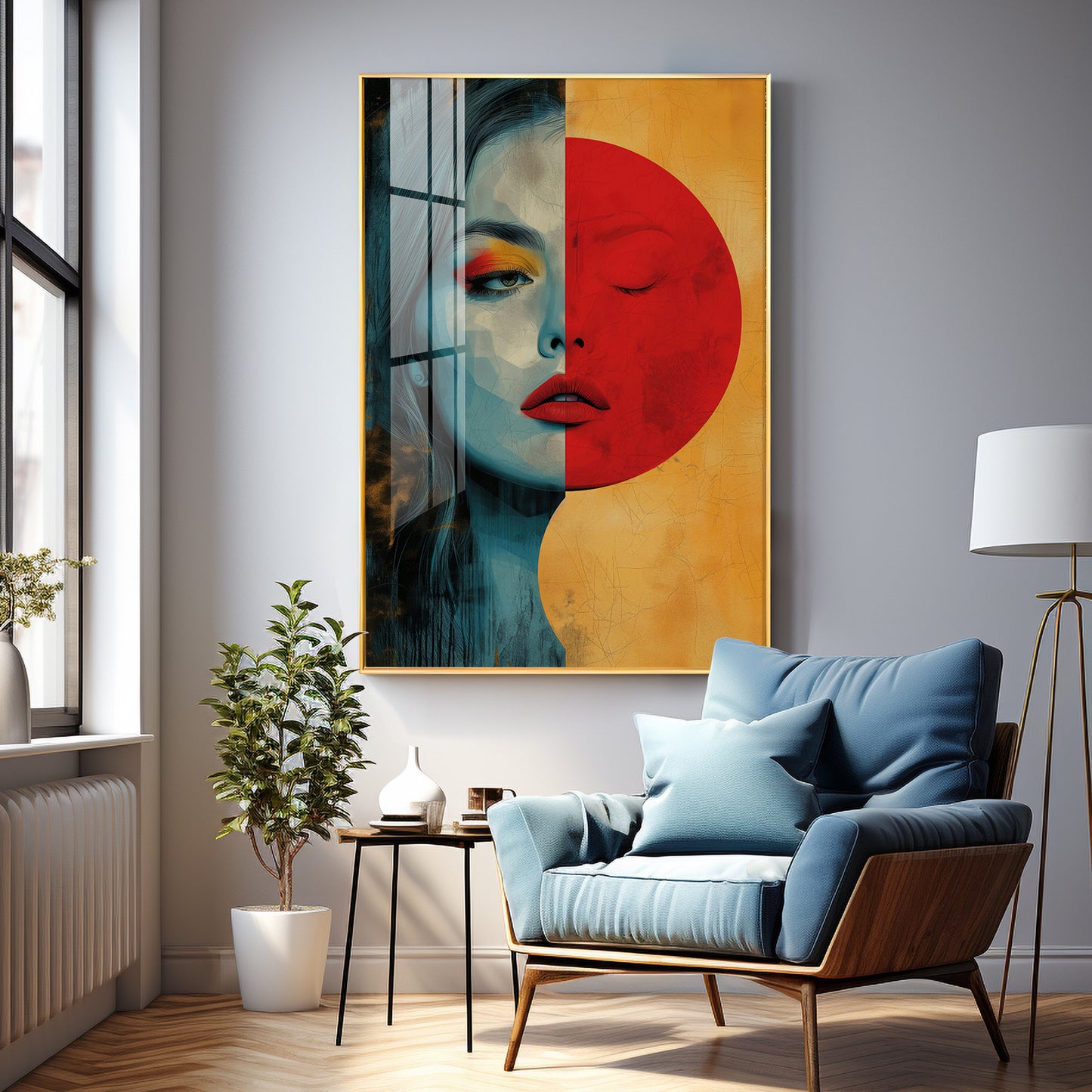 Abstract Serenity Modern Woman Premium Acrylic Vertical Wall Art