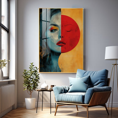Abstract Serenity Modern Woman Premium Acrylic Vertical Wall Art