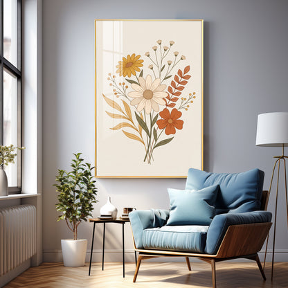 Boho Wildflower Bouquet Premium Acrylic Vertical Wall Art