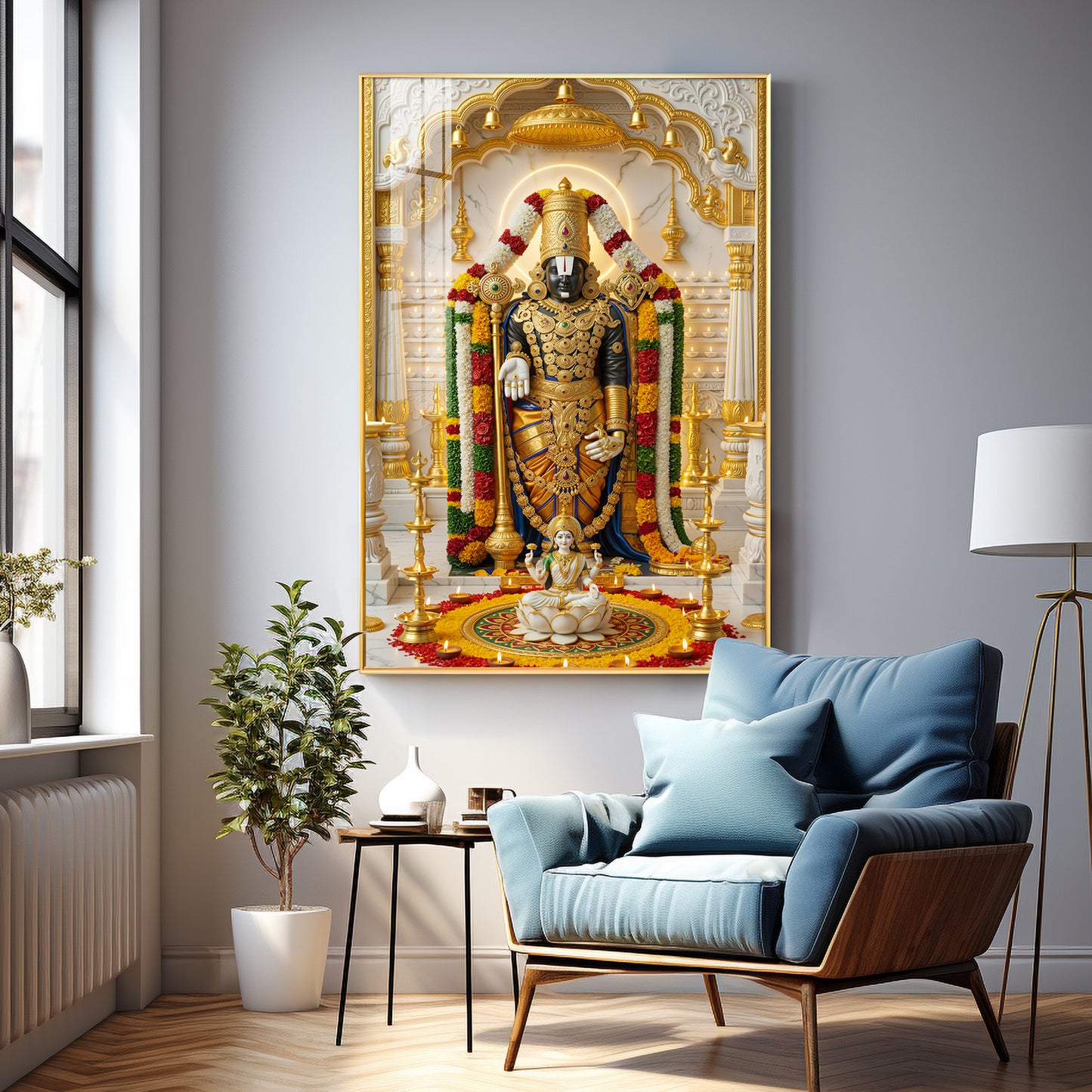 Depiction of Lord Venkateswara Premium Acrylic Vertical Wall Art