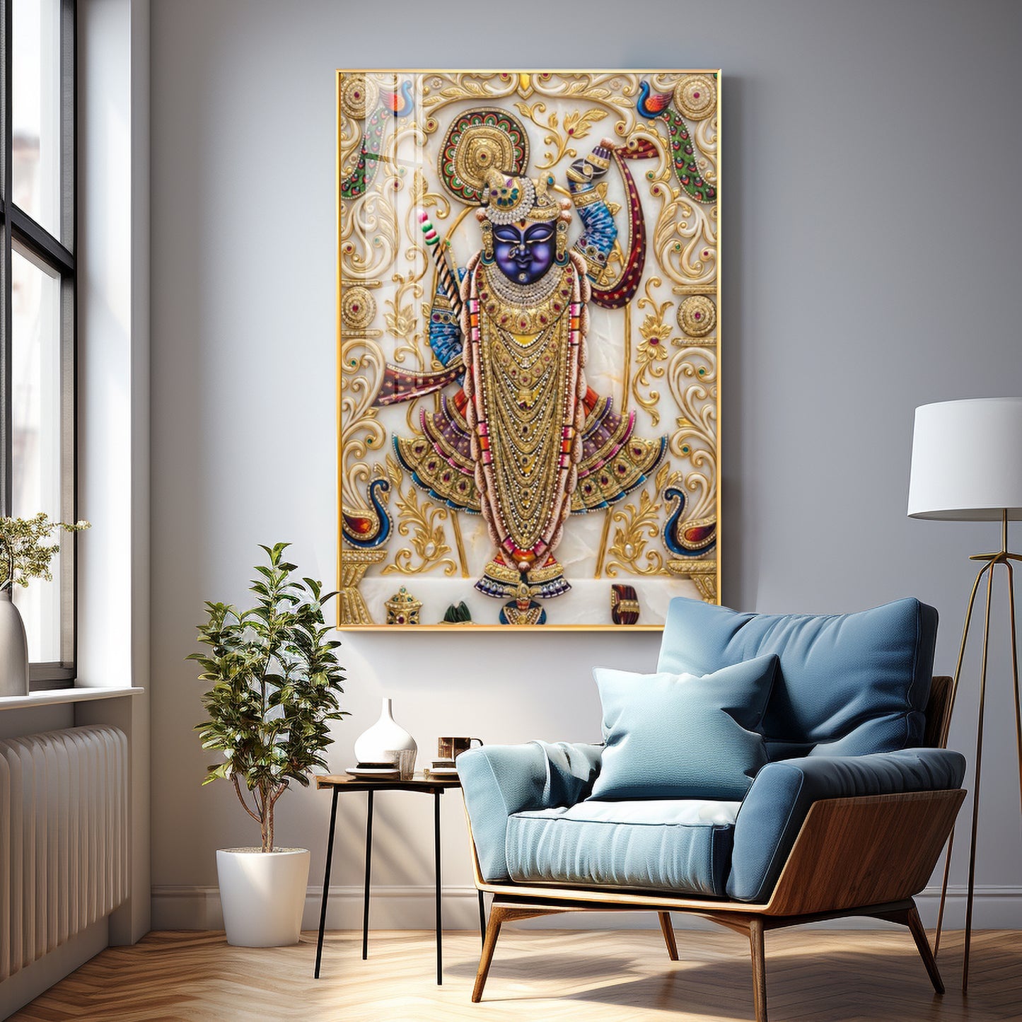 Lord Shrinathji Premium Acrylic Vertical Wall Art
