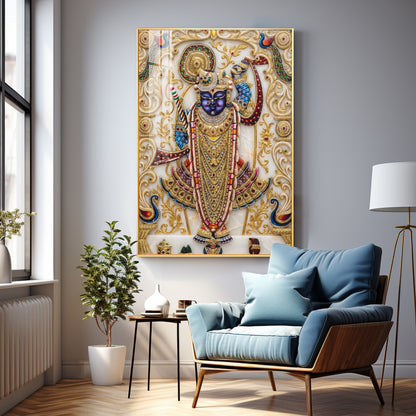 Lord Shrinathji Premium Acrylic Vertical Wall Art