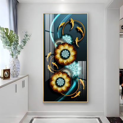 Fishes With Fractal Flowers Premium Acrylic Vertical Wall Art