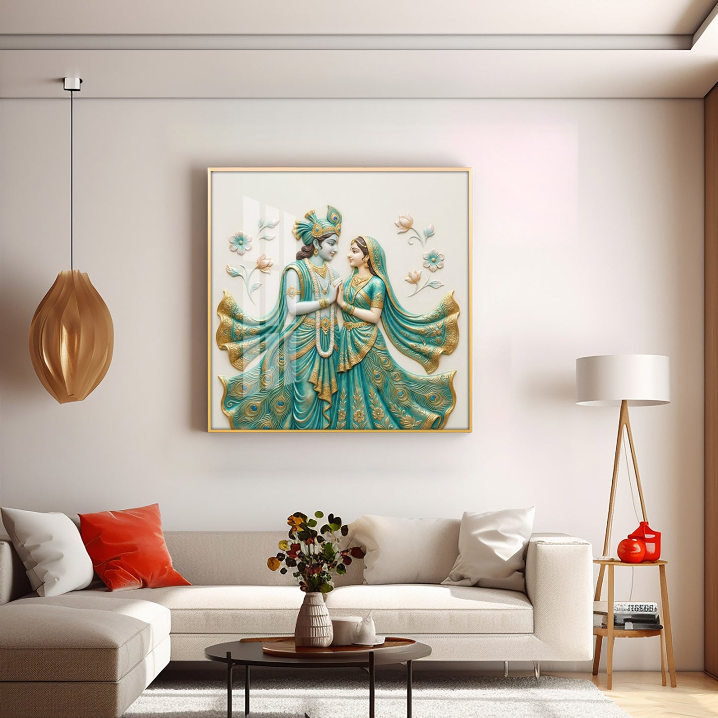 Divine Radha Krishna Premium Acrylic Square Wall Art