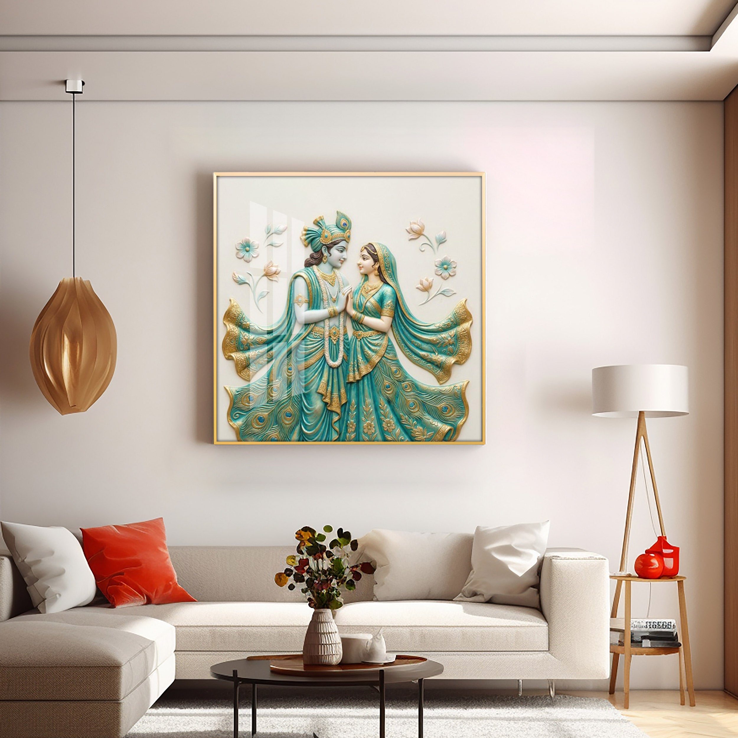 Divine Radha Krishna Premium Acrylic Square Wall Art