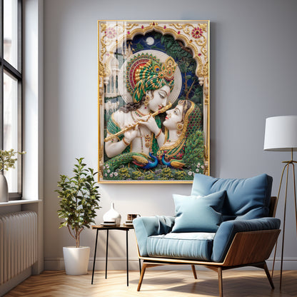 Cosmic Energy Of Radha Krishna Premium Acrylic Vertical Wall Art