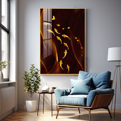 Fish Flow Circle Premium Acrylic Vertical Wall Art