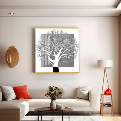 Black White Tree Premium Acrylic Square Wall Art