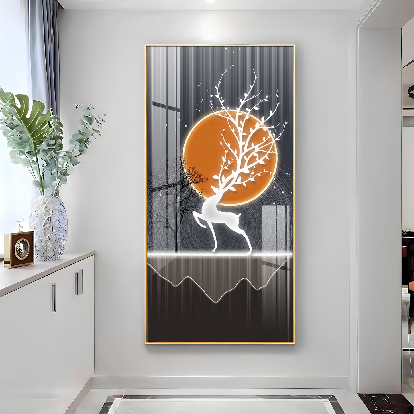 Luminious Deer Premium Acrylic Vertical Wall Art