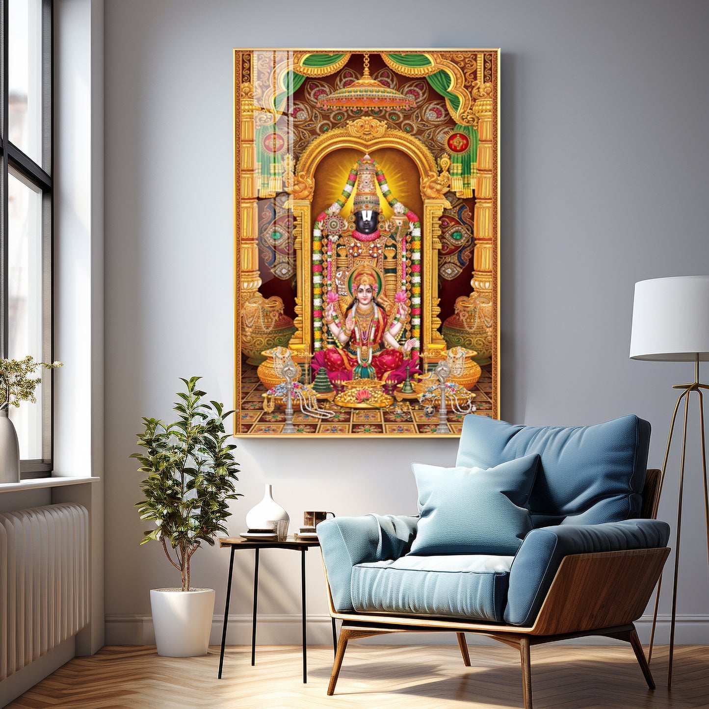 Tirupati Balaji With Goddess Lakshmi Premium Acrylic Vertical Wall Art