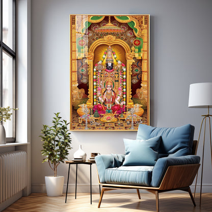 Tirupati Balaji With Goddess Lakshmi Premium Acrylic Vertical Wall Art