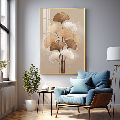Ginkgo Biloba Line Art Premium Acrylic Vertical Wall Art