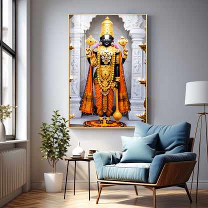Divine Lord Tirupati Balaji Premium Acrylic Vertical Wall Art