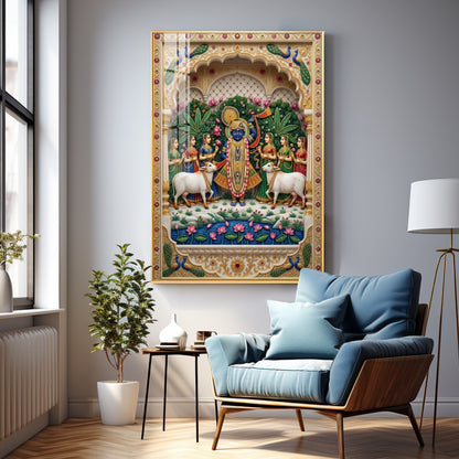 Lord Shrinathji Premium Acrylic Vertical Wall Art