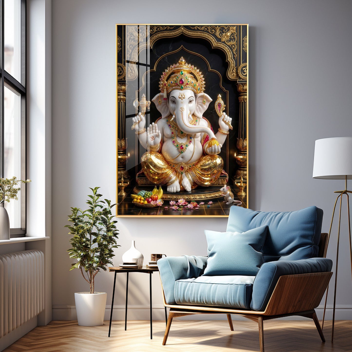 Hindu Lord Ganesh Ji Premium Acrylic Vertical Wall Art