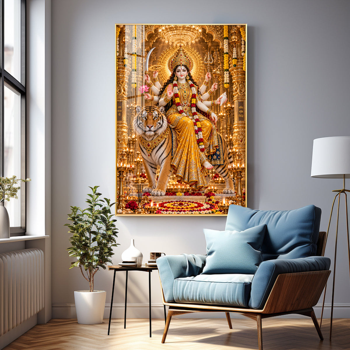 Sherawali Maiya Premium Acrylic Vertical Wall Art