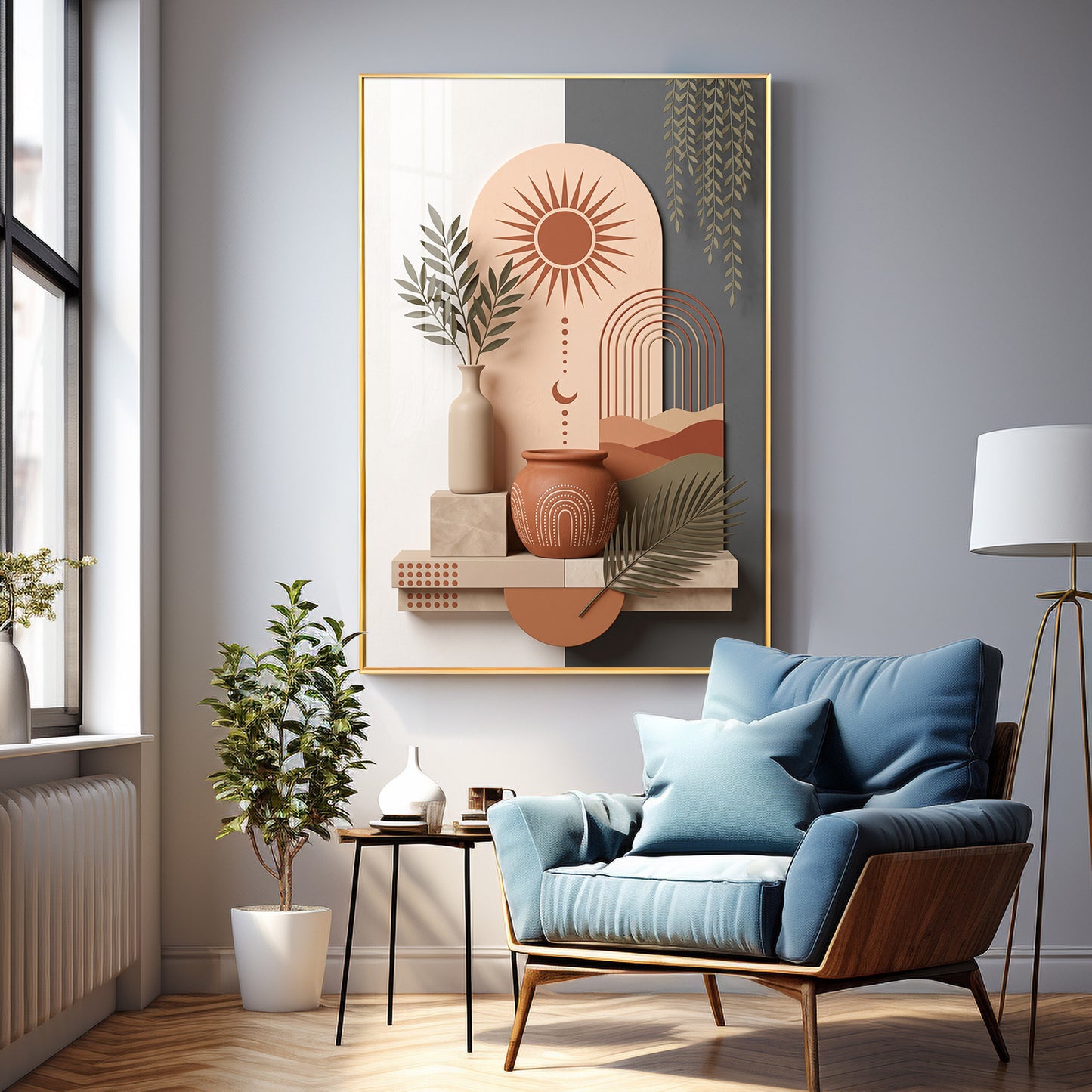 Terracotta Sun & Pottery Boho Premium Acrylic Vertical Wall Art