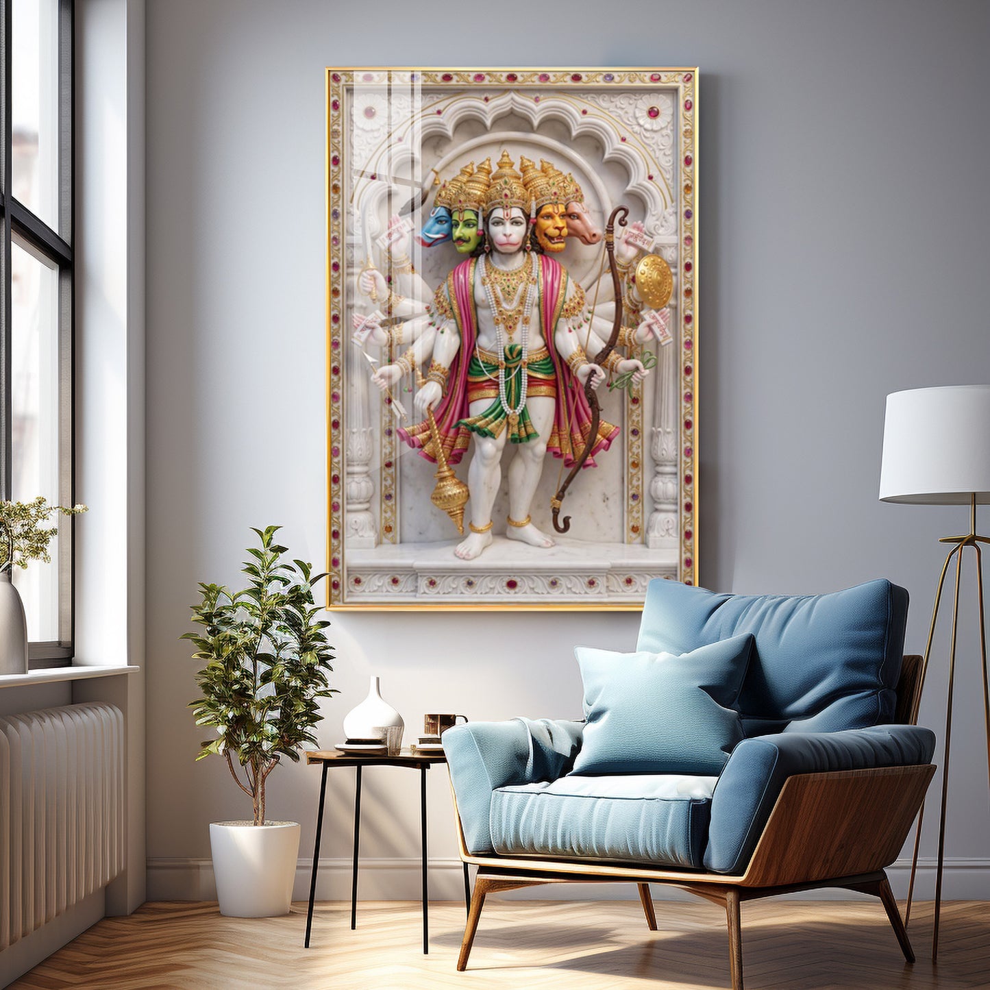 Radiant Hanuman Ji Idol Premium Acrylic Vertical Wall Art