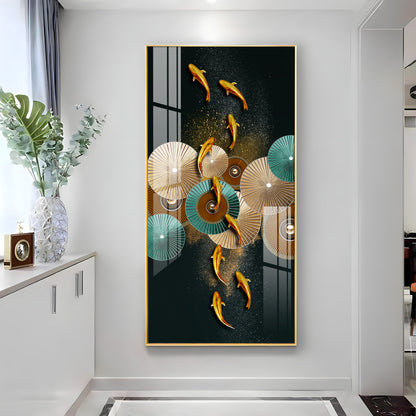 Serene Koi Fish Premium Acrylic Vertical Wall Art