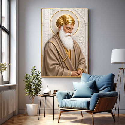 Guru Nanak Devji Meditation Premium Acrylic Vertical Wall Art