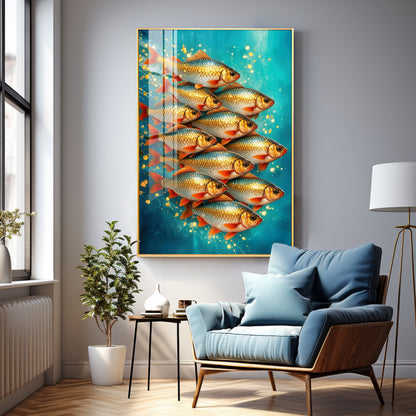 Shimmering Goldfish Premium Acrylic Vertical Wall Art