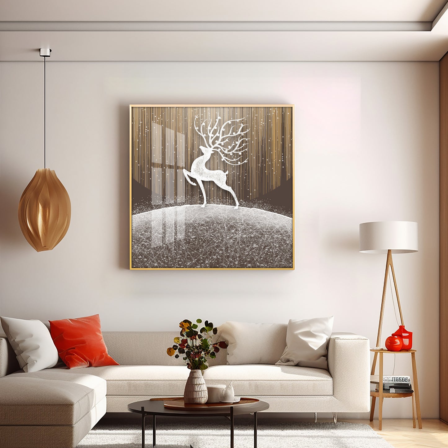 Christmas Snow Deer Premium Acrylic Square Wall Art