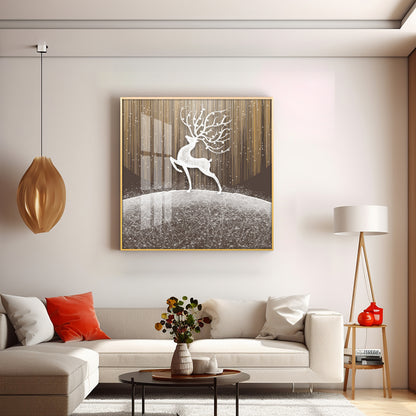 Christmas Snow Deer Premium Acrylic Square Wall Art