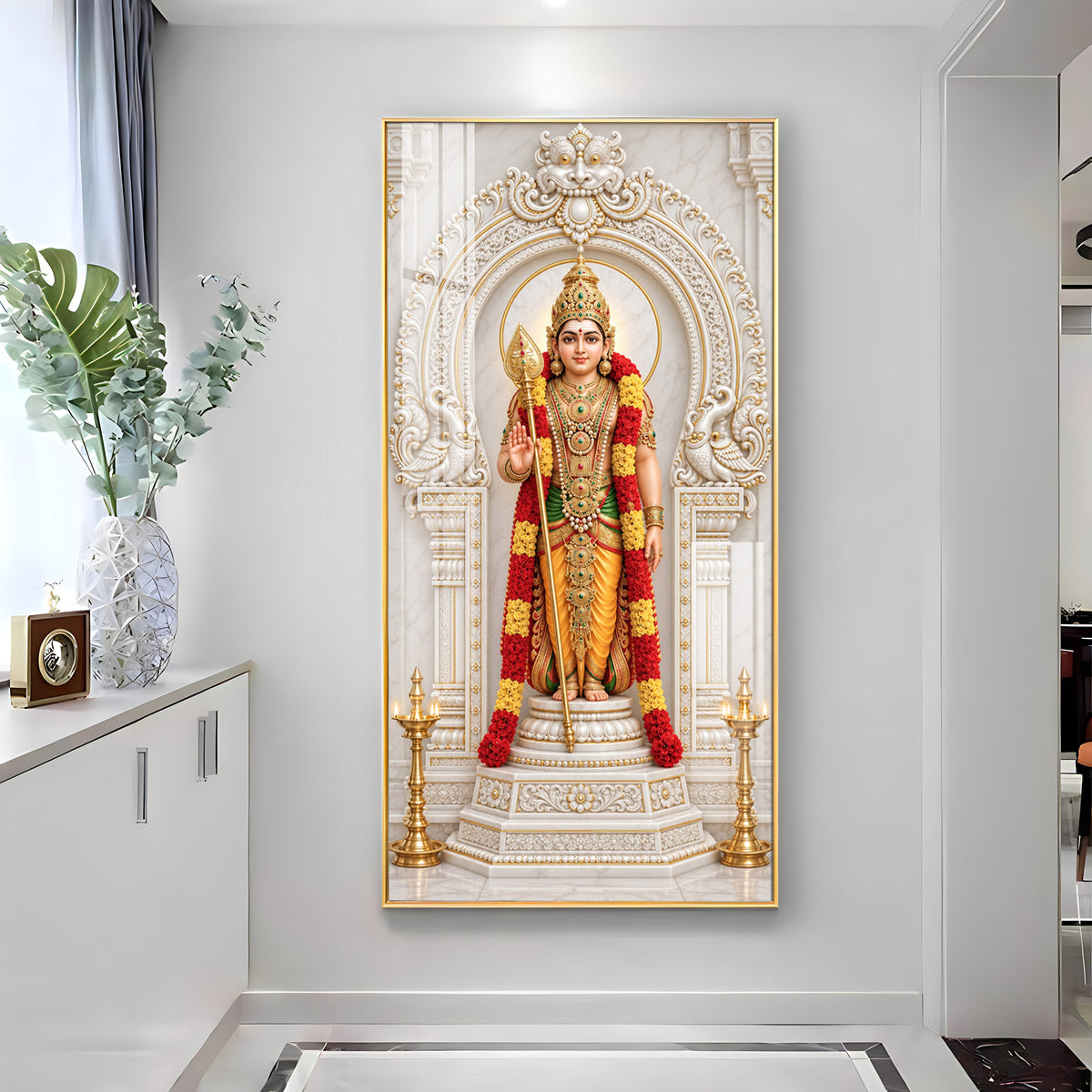 Divine Murugan With Vel Premium Acrylic Vertical Wall Art