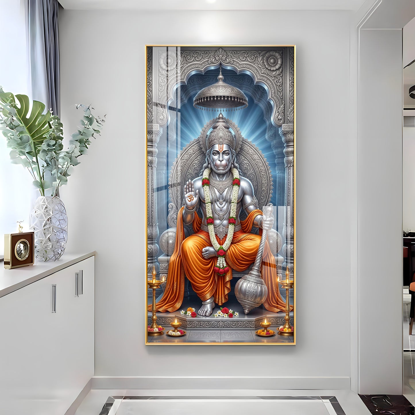 Exalted Hanuman Ji Premium Acrylic Vertical Wall Art