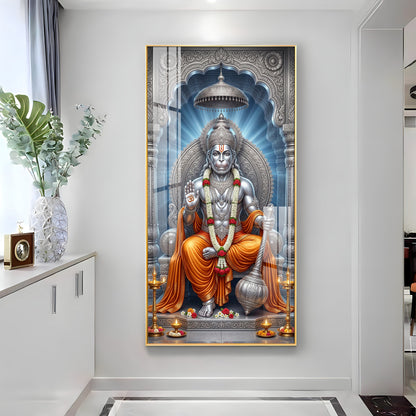 Exalted Hanuman Ji Premium Acrylic Vertical Wall Art