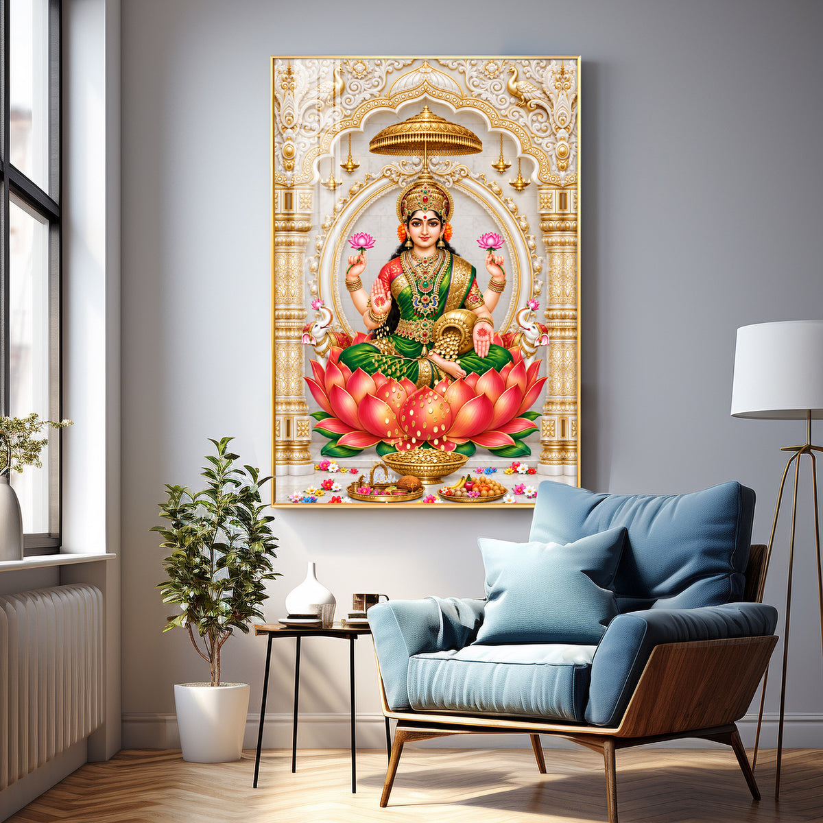 Divine Dhan Lakshmi Premium Acrylic Vertical Wall Art