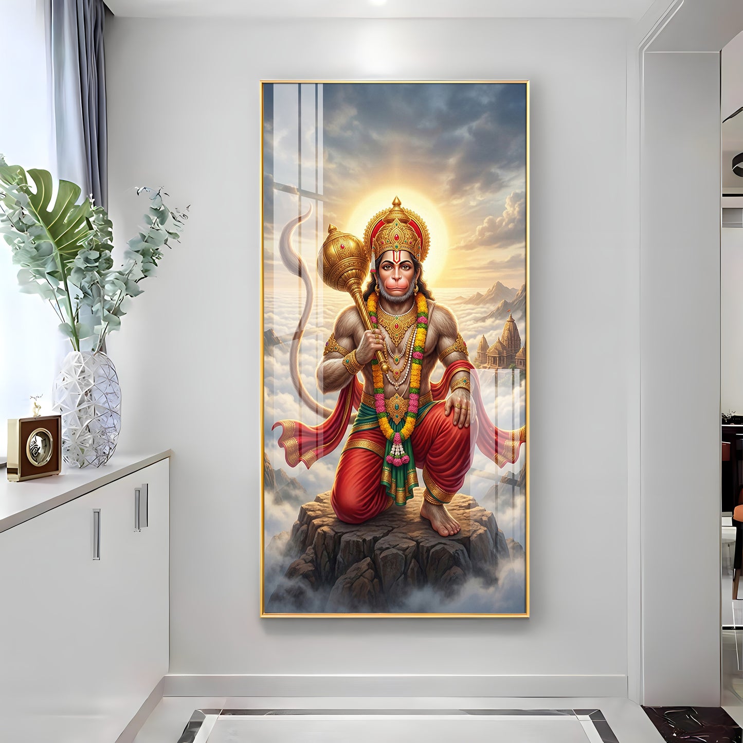 Divine Hanuman Ji Blessing Premium Acrylic Vertical Wall Art