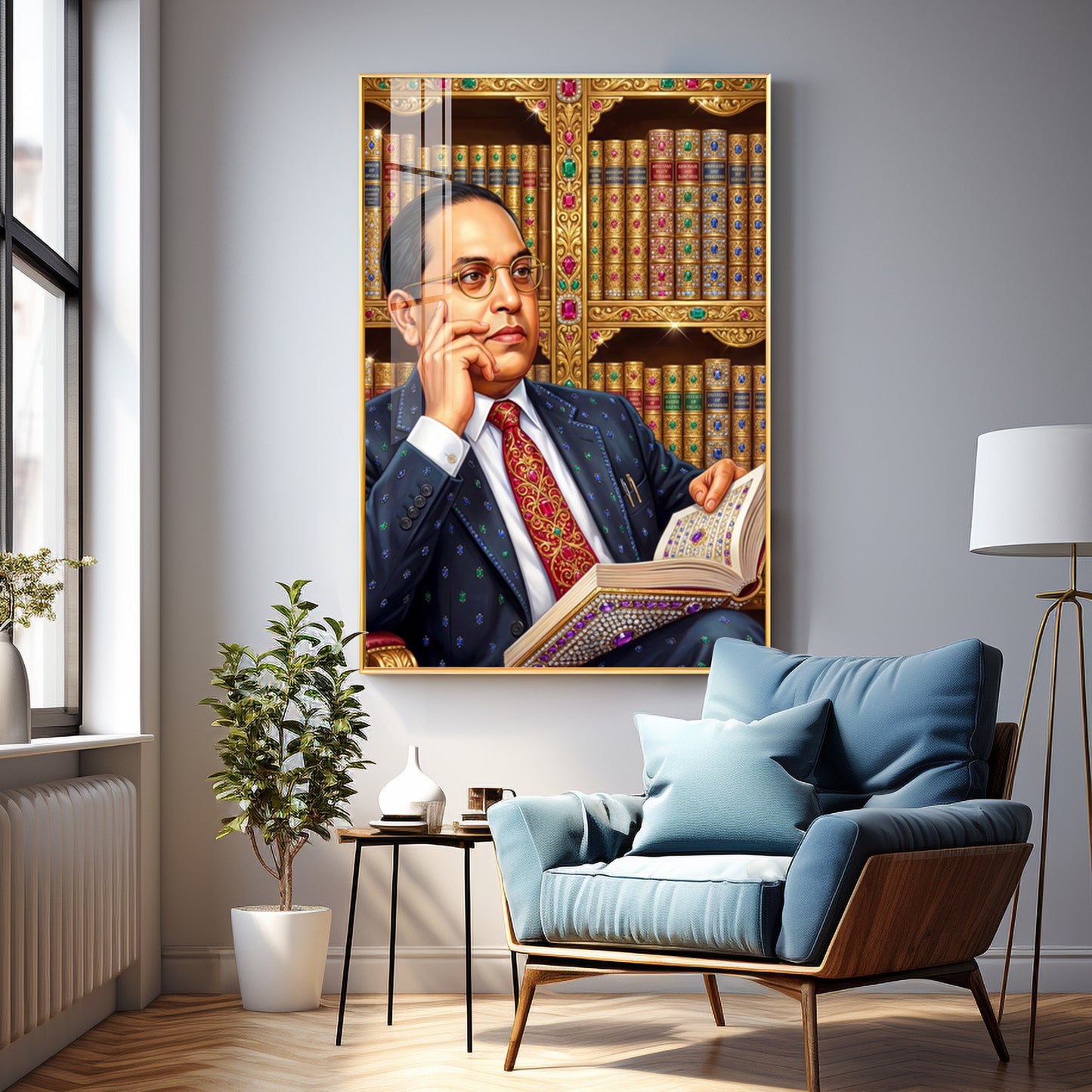 Babasaheb With Indian Constitution Premium Acrylic Vertical Wall Art