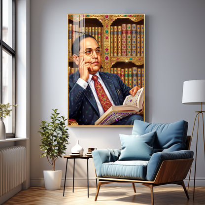 Babasaheb With Indian Constitution Premium Acrylic Vertical Wall Art
