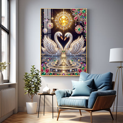 Pair Of White Swans Premium Acrylic Vertical Wall Art