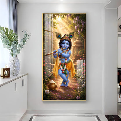 Bal Krishna Vrindavan Premium Acrylic Vertical Wall Art