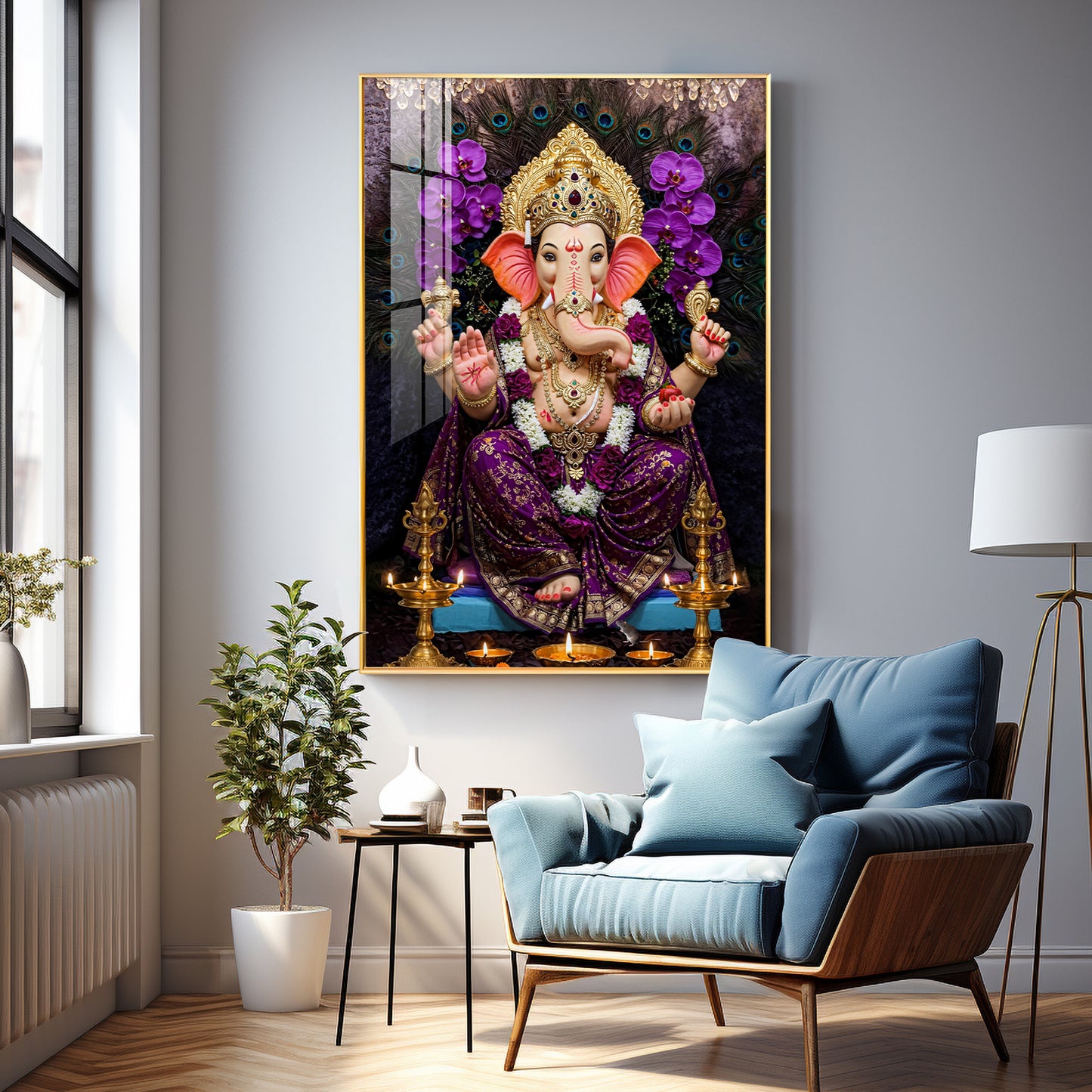 Hindu God Ganpati Bappa Premium Acrylic Vertical Wall Art