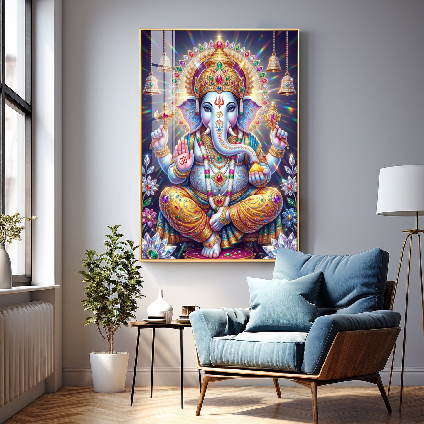 Celestial Serenity Of Lord Ganesha Premium Acrylic Vertical Wall Art