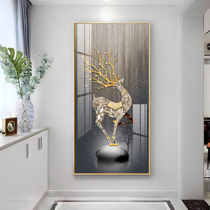 Couple Golden Deer Premium Acrylic Vertical Wall Art