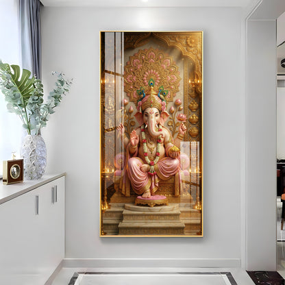 Divine Luminescence Ganesha Throne Premium Acrylic Vertical Wall Art