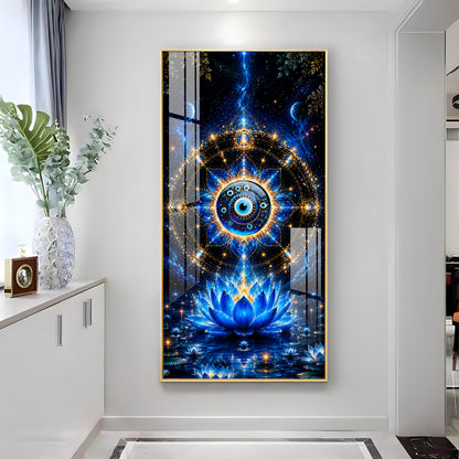 Cosmic Evil Eye With Lotus Premium Acrylic Vertical Wall Art