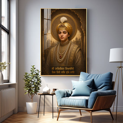 Guru Har Krishan Sahib Ji Divine Portrait Premium Acrylic Vertical Wall Art