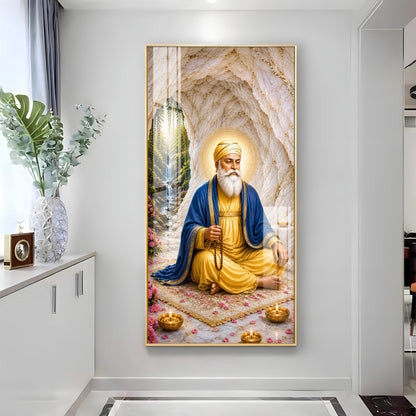 Guru Nanak Dev Ji Meditating Premium Acrylic Vertical Wall Art