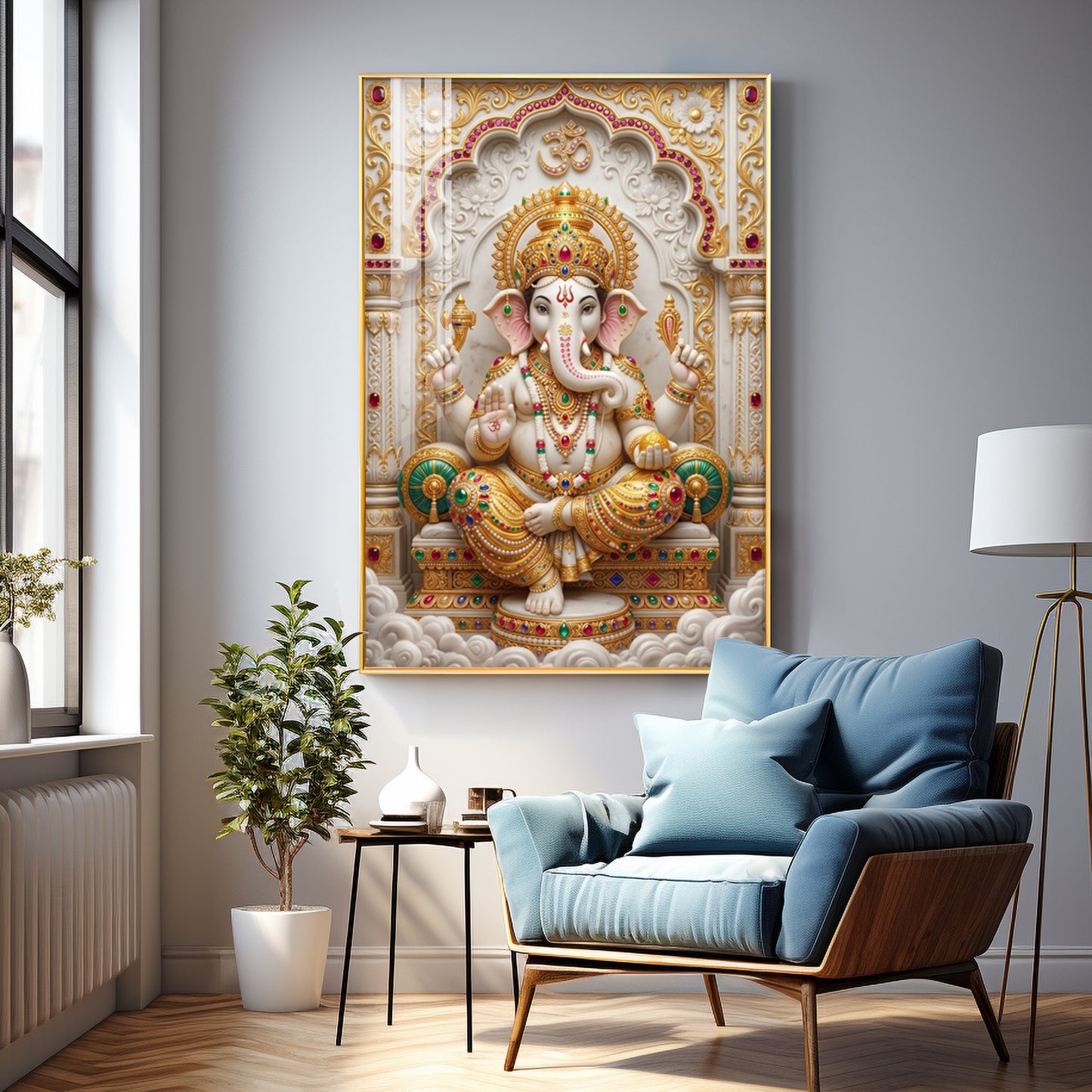 Hindu Deity Of Wisdom Ganesh ji Premium Acrylic Vertical Wall Art