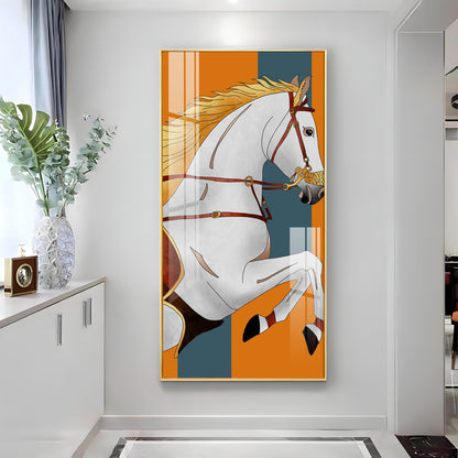 Modern White Horse Premium Acrylic Vertical Wall Art