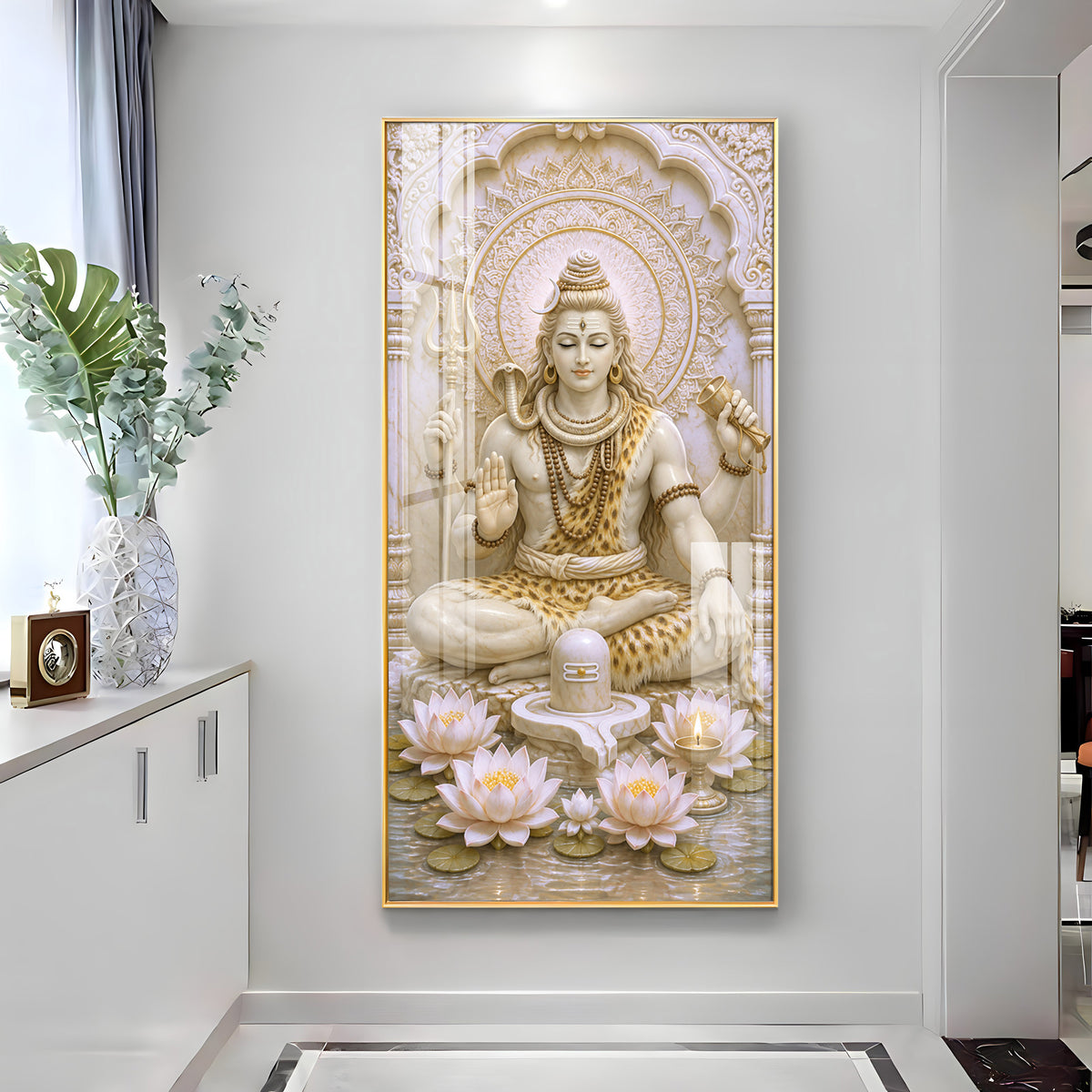 Meditating Shiva Premium Acrylic Vertical Wall Art